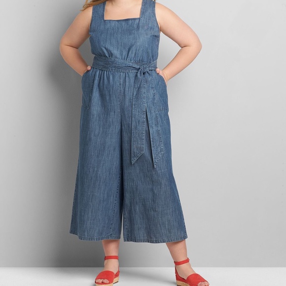 LANE BRYANT CHAMBRAY JUMPSUIT BRAND NEW WITH TAGS - Picture 1 of 1